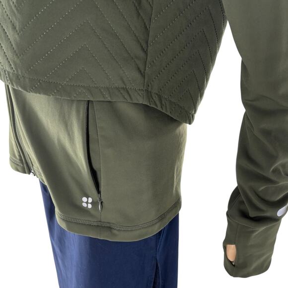Sweaty Betty Mountain Green Fast Track Padded Zip Up Running Jacket - Picture 7 of 12